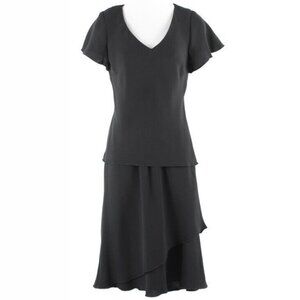 SL Fashion Sz 6 Black 2Pc Elastic Waist Chiffon Overlay 100% Poly Dress